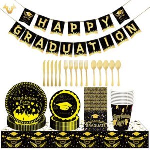 Graduation party supplies wholesale setup with Graduation tableware set