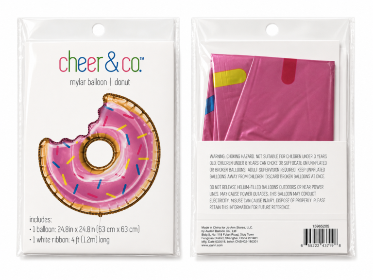 Folded card packaging for custom foil balloons and private label retail