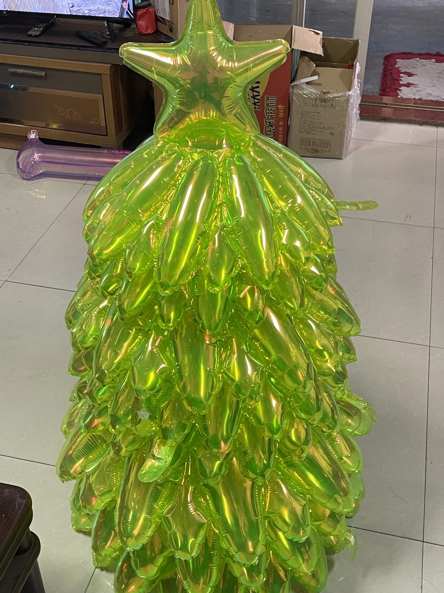 Green Christmas tree foil balloon