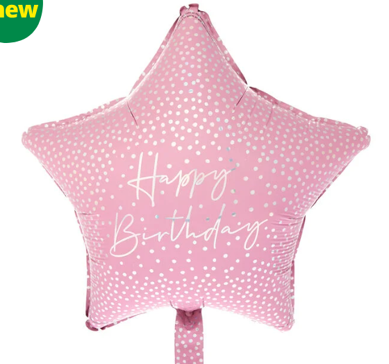 Pink birthday star foil balloon for evergreen retail sales